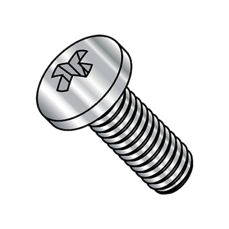 #10-32 X 1 In Phillips Pan Machine Screw, Plain Stainless Steel, 1000 PK