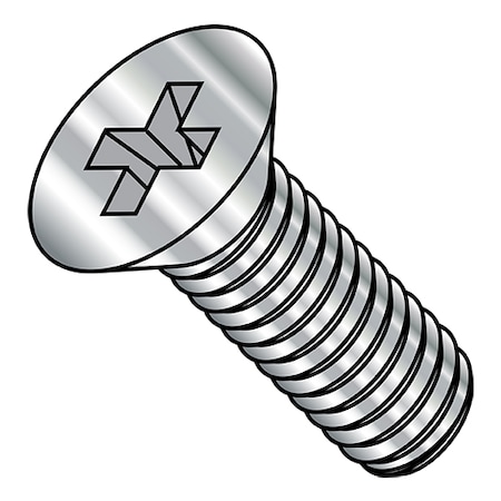 #6-32 X 1/2 In Phillips Flat Machine Screw, Plain Stainless Steel, 3000 PK