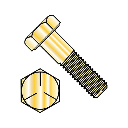 Grade 5, 3/8-16 Hex Head Cap Screw, Zinc & Yellow Plated Steel, 7/8 In L, 1000 PK