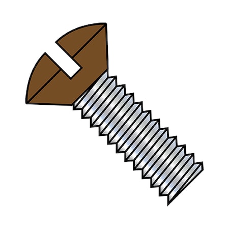 #6-32 X 1/2 In Slotted Oval Machine Screw, Zinc Plated Steel, 10000 PK