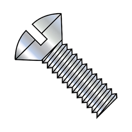#6-32 X 1-1/4 In Slotted Oval Machine Screw, Zinc Plated Steel, 8000 PK