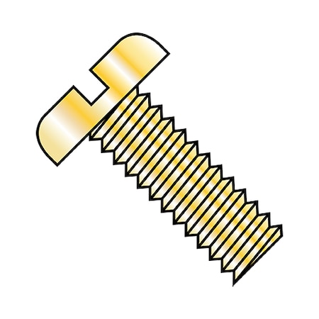 #10-32 X 3/8 In Slotted Pan Machine Screw, Zinc Yellow Steel, 8000 PK