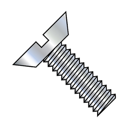 1/4-20 X 1/2 In Slotted Flat Machine Screw, Zinc Plated Steel, 5000 PK