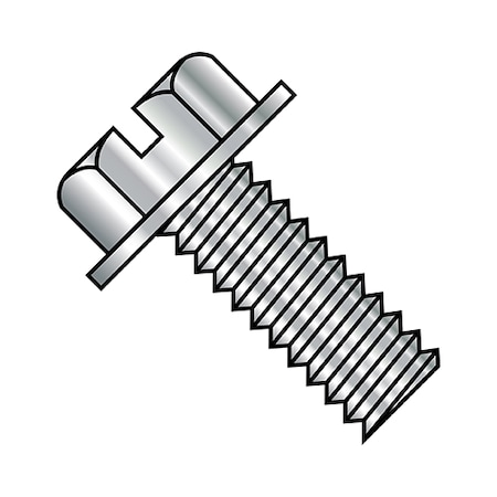 #10-24 X 1 In Slotted Hex Machine Screw, Plain Steel, 2000 PK