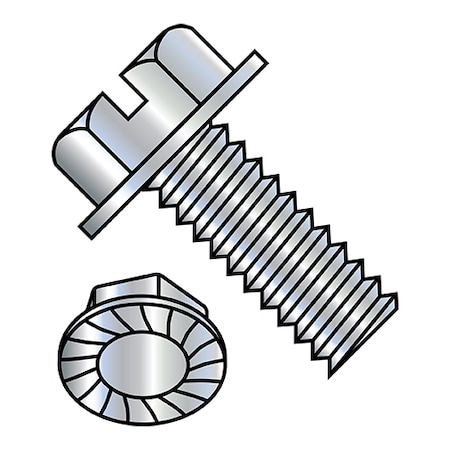 #10-32 X 3/8 In Slotted Hex Machine Screw, Zinc Plated Steel, 7000 PK