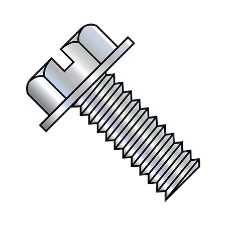 #10-32 X 2-1/4 In Slotted Hex Machine Screw, Zinc Plated Steel, 1000 PK