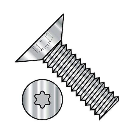 #6-32 X 1/2 In Torx Flat Machine Screw, Plain Stainless Steel, 5000 PK