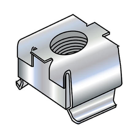 Cage Nut, 1/4-20, Square Shape, Steel, Zinc Plated Finish