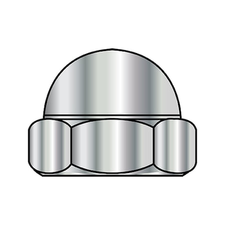 Low Crown Cap Nut, #6-32, Steel, Nickel Plated, 0.26 In H, 2000 PK