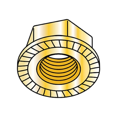 Lock Nut, 1/4-20, Steel, Case Hardened, Yellow Zinc, 0.14 In Ht, 2000 PK