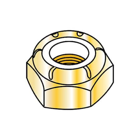 Nylon Insert Lock Nut, 1-1/4-12, Nylon, Yellow Zinc, 1.125 In Ht, 14 PK