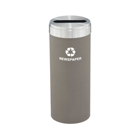 12 Gal Round Recycling Bin, Nickel/Satin Aluminum
