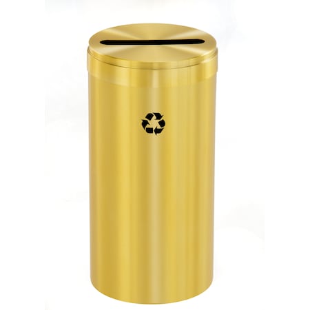 23 Gal Round Recycling Bin, Satin Brass