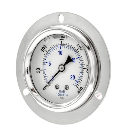 Gauge,2.5,0/300psi,1/4CBM,Frt Flange