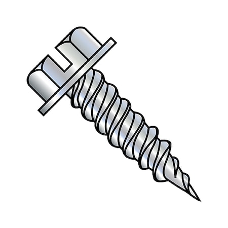 Self-Drilling Screw, #7-16 X 3/4 In, Zinc Plated Steel Hex Head Slotted Drive, 6000 PK
