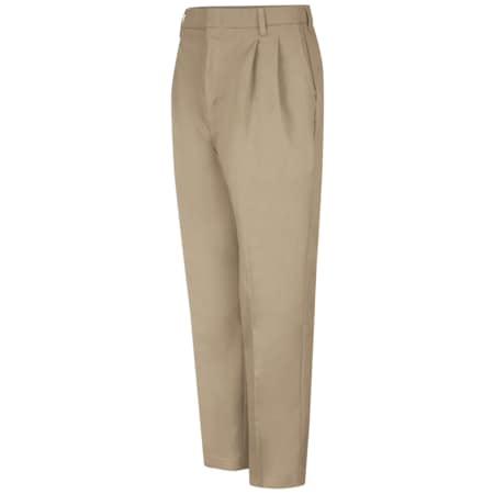 Mens Khaki Pleated Twill Pant