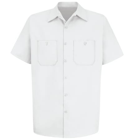 Mns S/S White Dp Cotton Workshirt,S