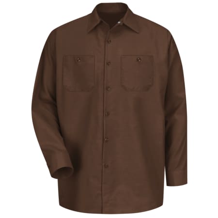 Mens Ls Choc Brwn Poplin Work Shirt,S