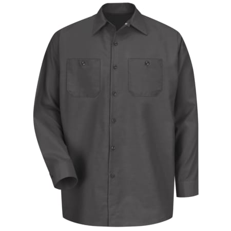 Mens Ls Orange Poplin Work Shirt,L