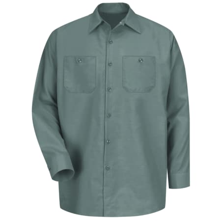 Mens Ls Lt Green Poplin Work Shirt,L