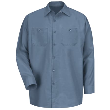 Mens Ls Post Blue Poplin Work Shirt,L