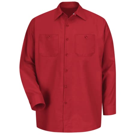 Mens Ls Red Poplin Work Shirt,S