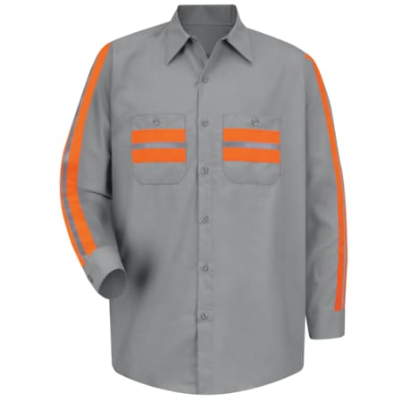 Mns L/S Lt Gray W/Trim Work Shirt,L