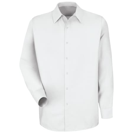 Mens Ls White Pop Wrk Shirt-No Pkts,6XL