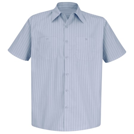 Mens Ss Lt Blu W/Nv Stripe Wrkshirt,S