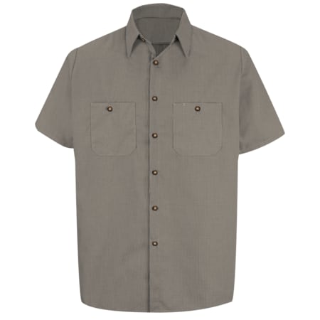 Mns Ss Khaki/Bk Banded Work Shirt,XL