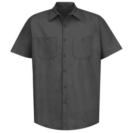 Mens Ss Orange Poplin Work Shirt,S