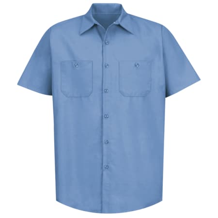 Mens Ss Lt Blue Poplin Work Shirt,5XL