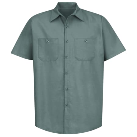 Mens Ss Lt Green Poplin Work Shirt,M