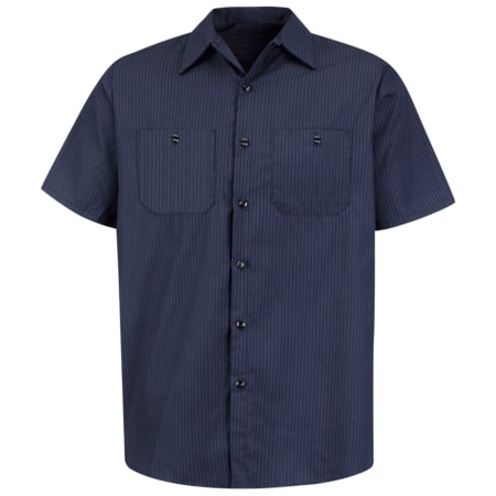 Mens Ss Nvy Twin Stripe Workshirt,S