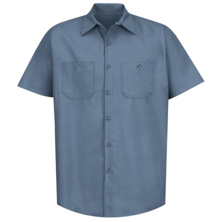 Mens Ss Post Blue Poplin Work Shirt,3XL
