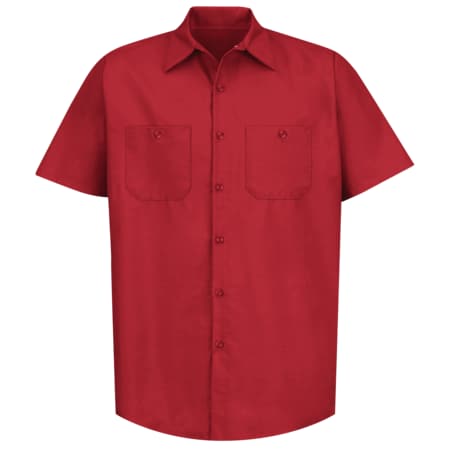 Mens Ss Red Poplin Work Shirt,L