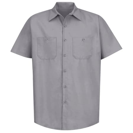 Mns S/S Silver Gy Poplin Workshirt,L