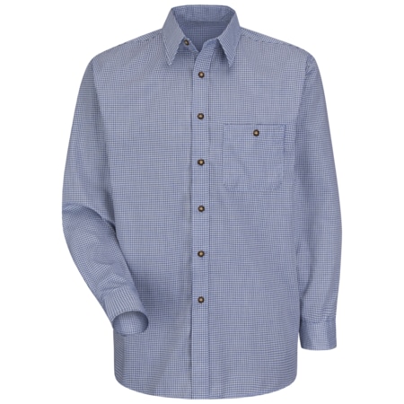 Mns Ls Blue/Cream Mini Plaid Shirt,L