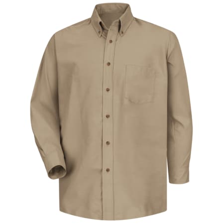 Mns Ls Button Down Poplin Shirt-Kh,4XL