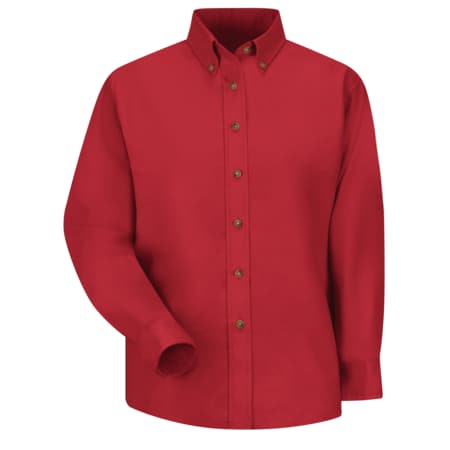 Wms Ls Button Down Poplin Shirt-Rd