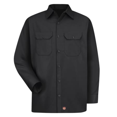 Mens Ls Twill 65/35 Work Shirt-Bk,L