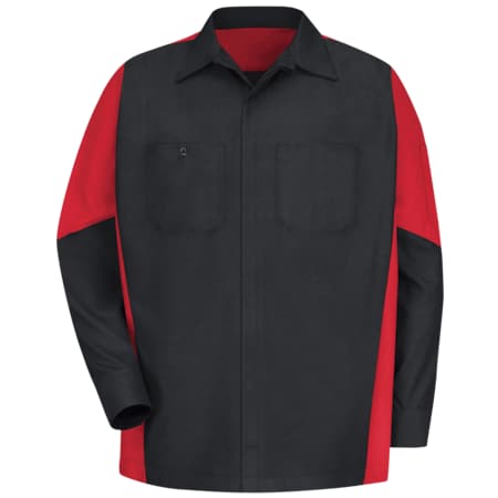U Ls 65/35 Crew Shirt - Blk/Red,L