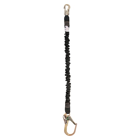 Shock Absorbing Lanyard, 4 1/2 To 6 Ft., 310 Lbs., One Person Weight Capacity, Black