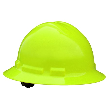 Full Brim Hard Hat, Type 1, Class E, Ratchet (6-Point), Hi-Vis Green