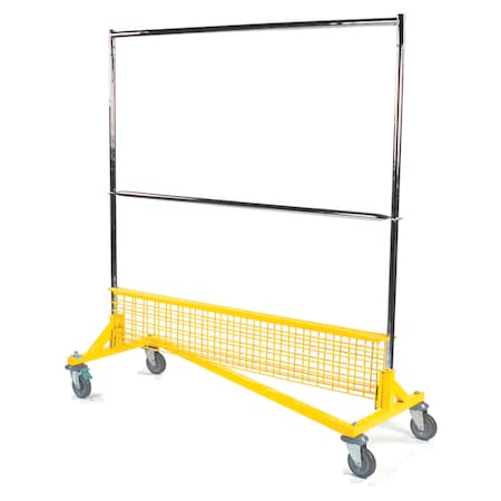 Rolling Garment Rack, Bumpers & Grid Shelf;5”casters (2 Swvl/2 Brk)