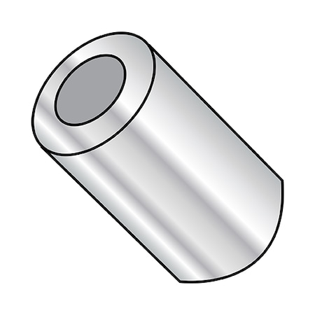 Round Spacer, #8 Screw Size, Aluminum, 1/8 In Overall Lg