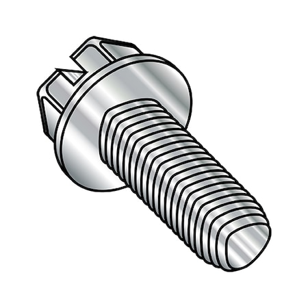 #6-32 X 1/2 In Slotted Hex Machine Screw, Plain Steel, 10000 PK