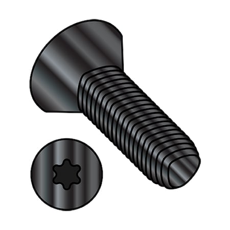 Thread Cutting Screw, #4-40 X 5/16 In, Black Steel Flat Head Torx Drive, 10000 PK