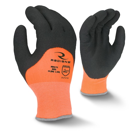 Hi-Vis Cold Protection Coated Gloves, Terry Cloth Lining, S