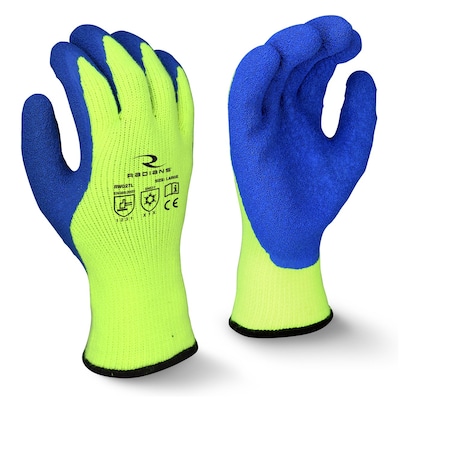 Hi-Vis Cold Protection Cut-Resistant Coated Gloves, Acrylic/Polyester Lining, XL